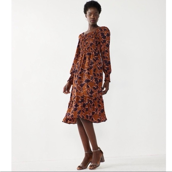 Nine West Dresses & Skirts - Nine West Brown and Orange Bishop Sleeve Sundress